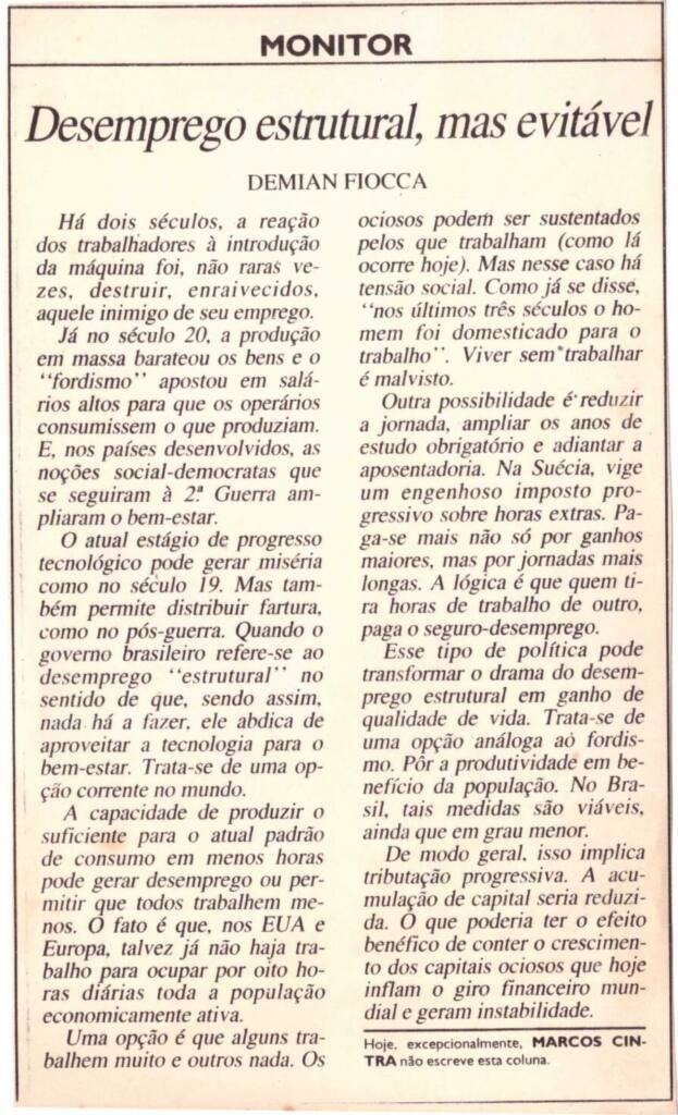 Demian Fiocca coluna Folha de São Paulo